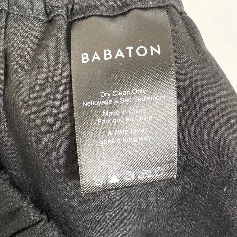 Babaton Linen Pull On Pants Elastic Waist M Black